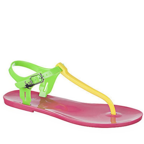 Shiekh Shoes - Shiekh Neon Pink Jelly Ian-S Flat Thong Sandals